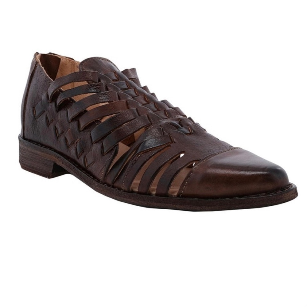 Bed Stu Brown Leather Woven Flat Las Cruces Teak